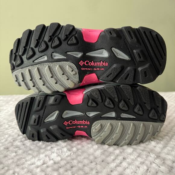 Columbia Omni-Grip Waterproof Sneakers Girls 2 Gray Pink Techlite Shoes Lace Up - Picture 9 of 14